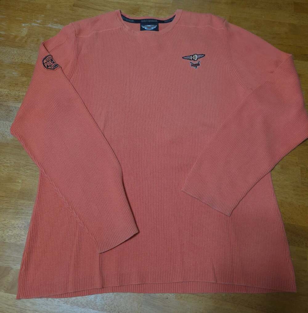 Harley-Davidson Pre-Luxe Long Sleeve Shirt Size 1W Orange Ribbed
